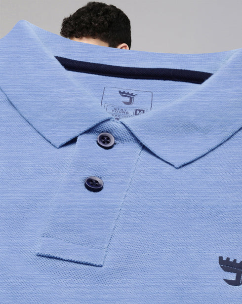 Blue Mélange Solid Polo T-shirt
