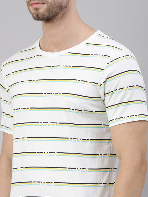 White Printed Crew Neck Tshirt