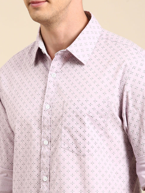 Lavender Printed Full Sleeves Shirt