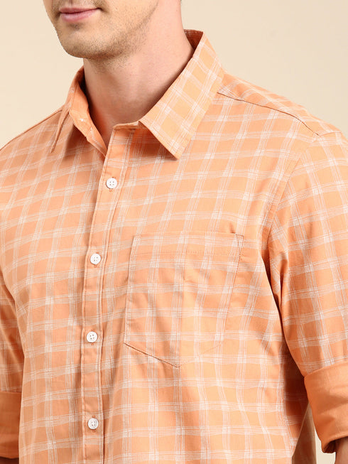 Orange Checks Full Sleeves Shirt
