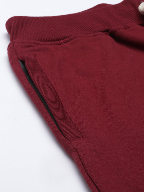 Grey & Maroon Solid Lounge Set