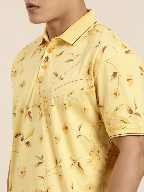 Yellow Printed Polo T-shirt