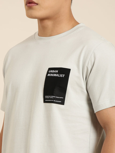 Grey Printed Crew Neck T-shirt