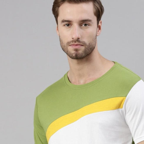Multicolour Colourblocked Crew Neck Tshirt