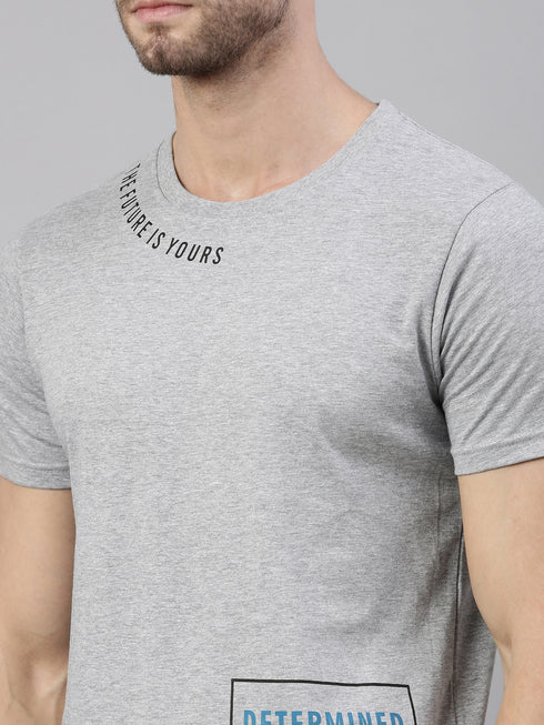 Grey Printed Crew Neck Tshirt