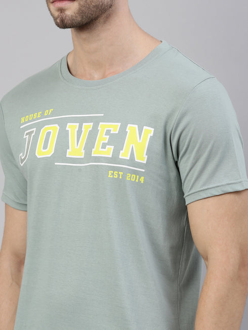 Green Printed Crew Neck Tshirt