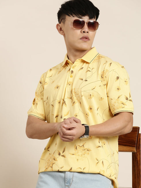 Yellow Printed Polo T-shirt