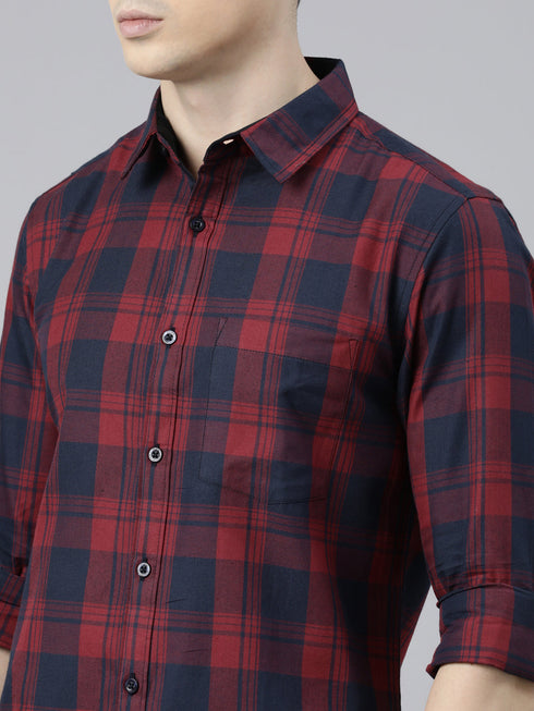 Maroon Checks Full Sleeves Shirt