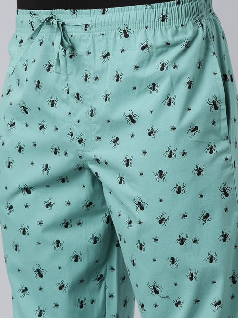 Sea Green Printed Lounge Pant