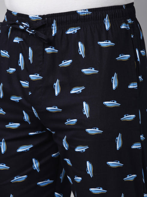 Navy Blue Printed Lounge Pant