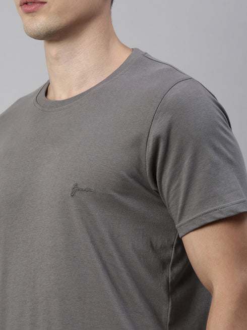 Grey Solid Crew Neck T-Shirt