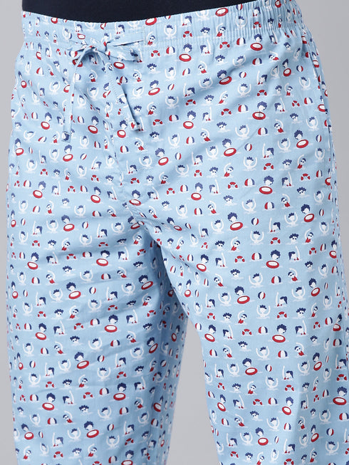 Blue Printed Lounge Pant