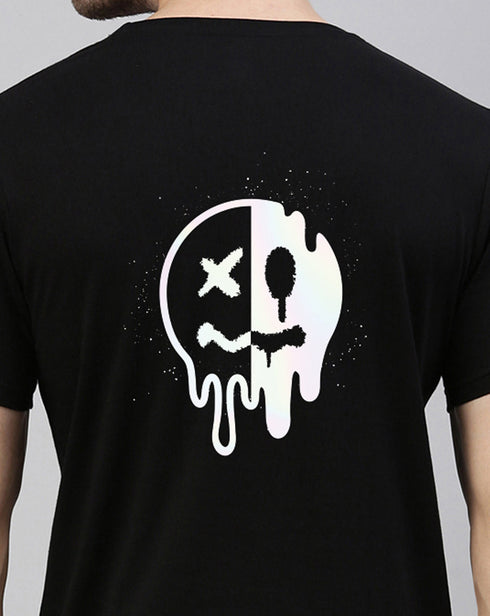 Black Printed Oversized Crew Neck T-shirt