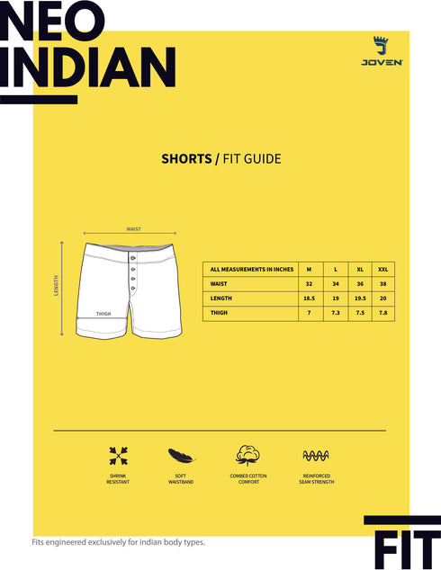 JOVEN MEN CHECKED PURE COTTON EASY SHORTS