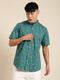 Green Printed Short Sleeves Shirt